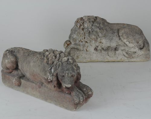 Pair of antique stone Lions