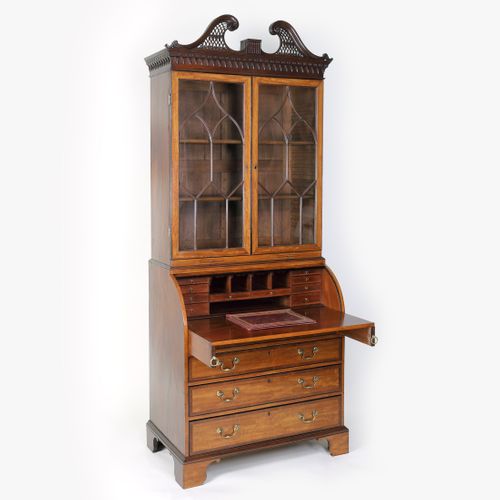 Satinwood and mahogany 18th century bureau bookcase attributable to Thomas Shearer