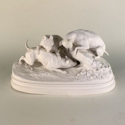 Parianware group figure "Chasse Au Lapin/The Rabbit Chase"