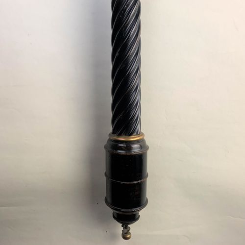 Ebonised fruitwood and brass-mounted siphon tube barometer