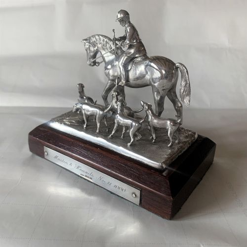 Master and Hound sterling silver figurine