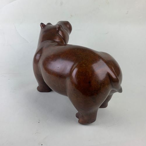 Modern cold painted bronze figure of a Hippo by Anita Mandl