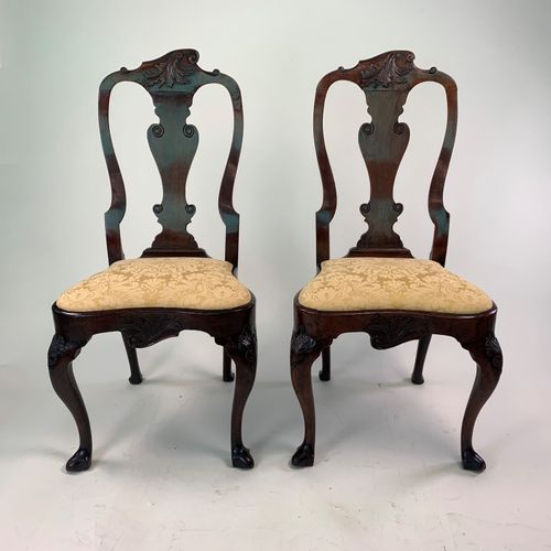 Outstanding set of six George II walnut dining chairs