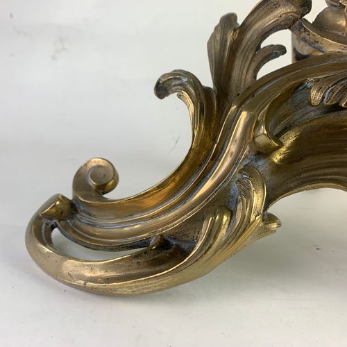 Fine pair of gilded brass Chenets/Fire Dogs