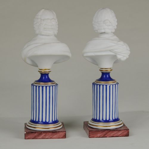 Pair of Niederviller French Bisque figures of Voltaire and Rousseau