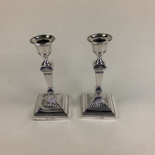 Pair of 7 inch silver Candlesticks, 1901