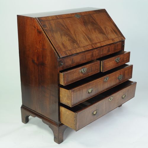 American(?) 18th century figured walnut bureau