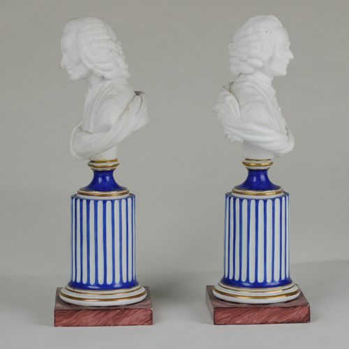 Pair of Niederviller French Bisque figures of Voltaire and Rousseau