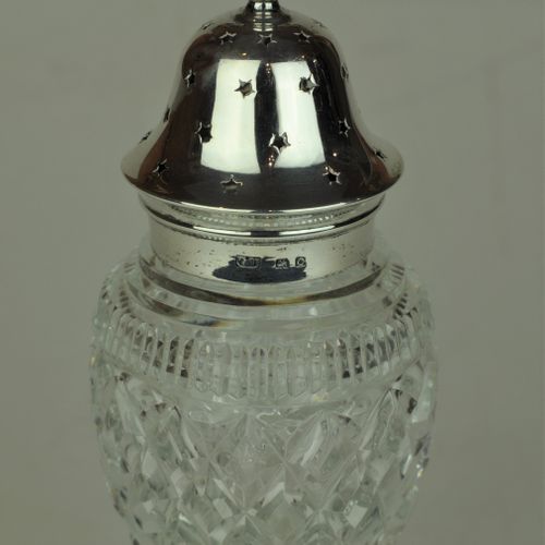 Cut glass and silver topped Sugar Castor