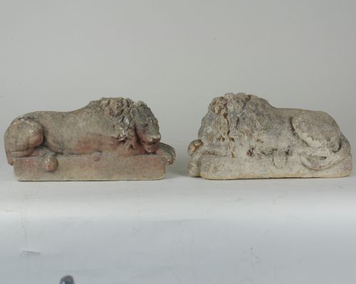 Pair of antique stone Lions