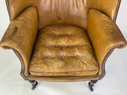 Leather wing armchair/tub chair