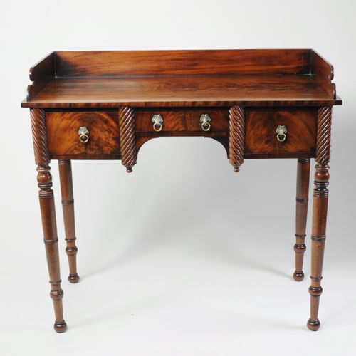 Regency figured mahogany side table with gallery