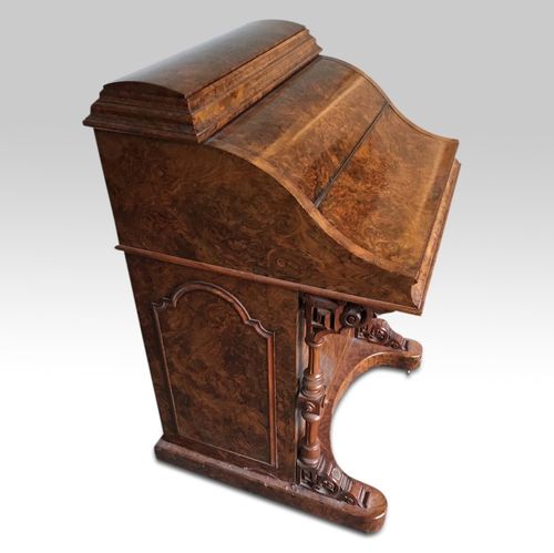 Burr Walnut 'piano-top' Davenport Desk with pop-up compartments