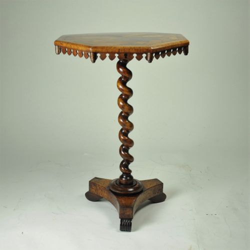 19th century Parquetry top specimen wood lamp table