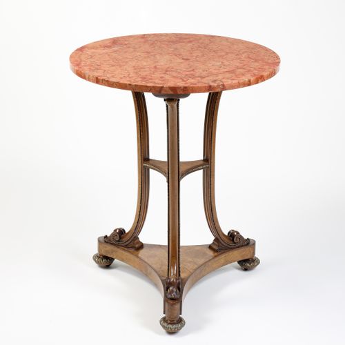Circular burr walnut Occasional Table with marble top