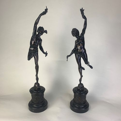 Large pair of bronze figures of Murcury and Fortuna