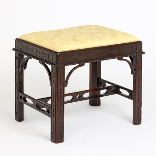 19th century Chippendale style blind-fret carved Stool