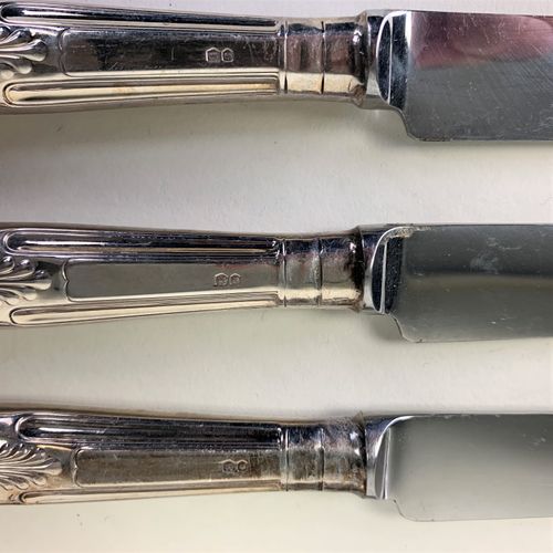 Set of six silver handled Kings pattern Table Knives