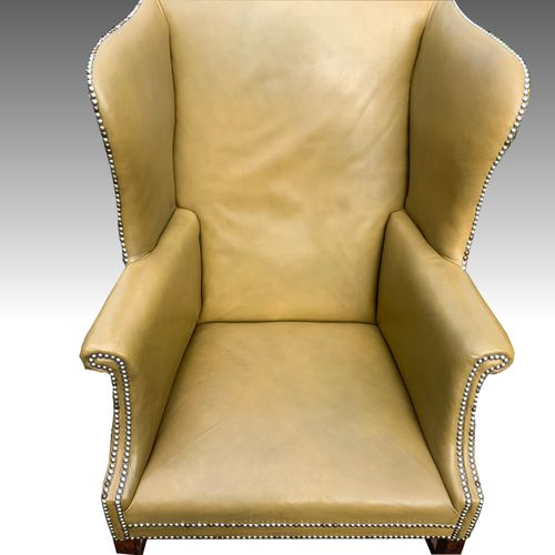 George II mahognay wing armchair in leather