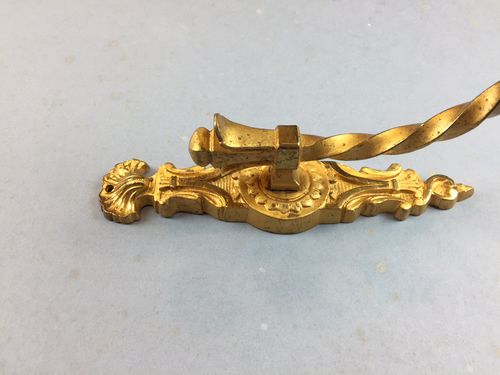 Five Antique Gilded brass Fleur de Lis Curtain Tie-Backs