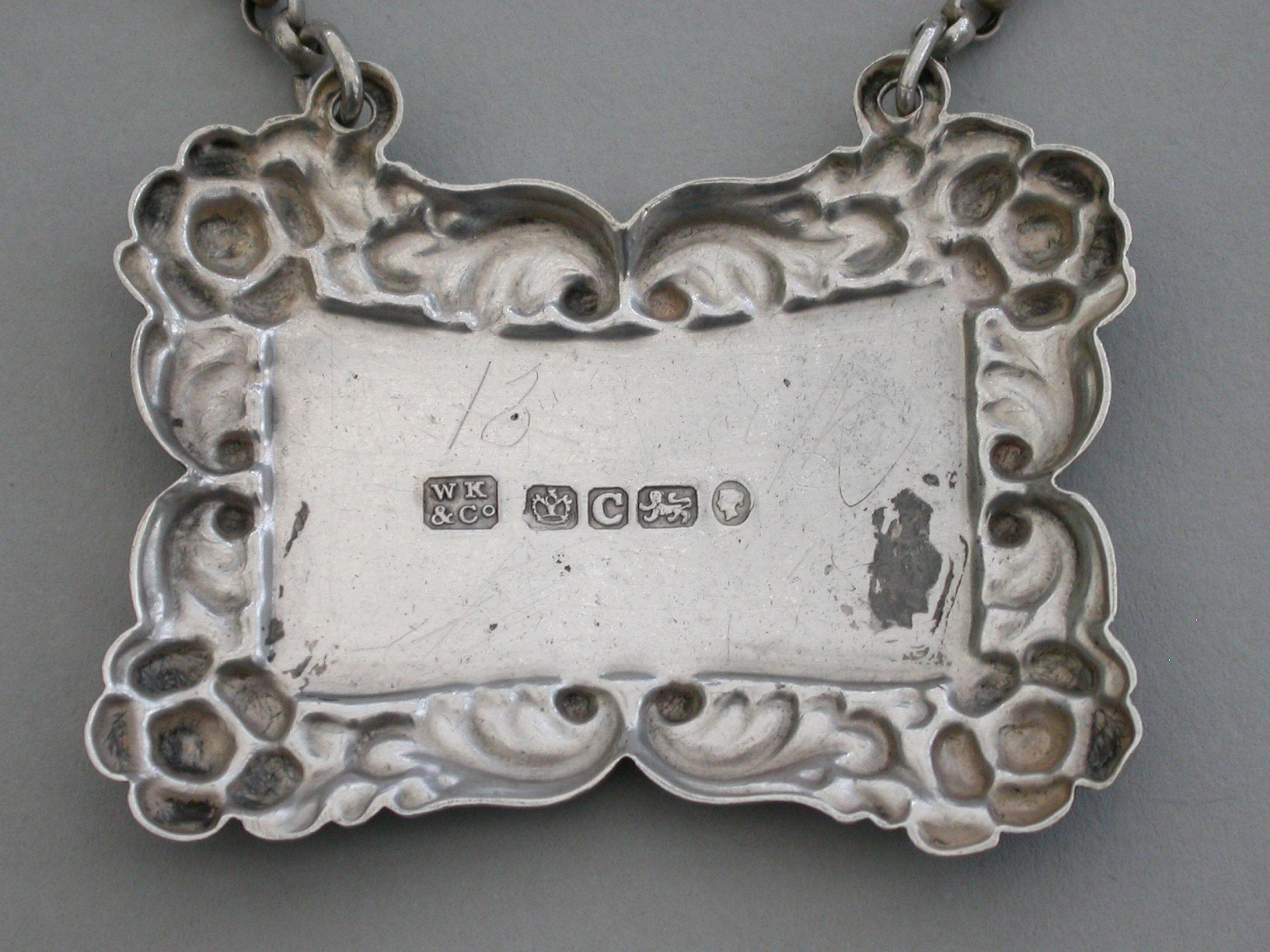 Victorian Provincial Silver Wine Label Bourguille by Walter Knowles ...