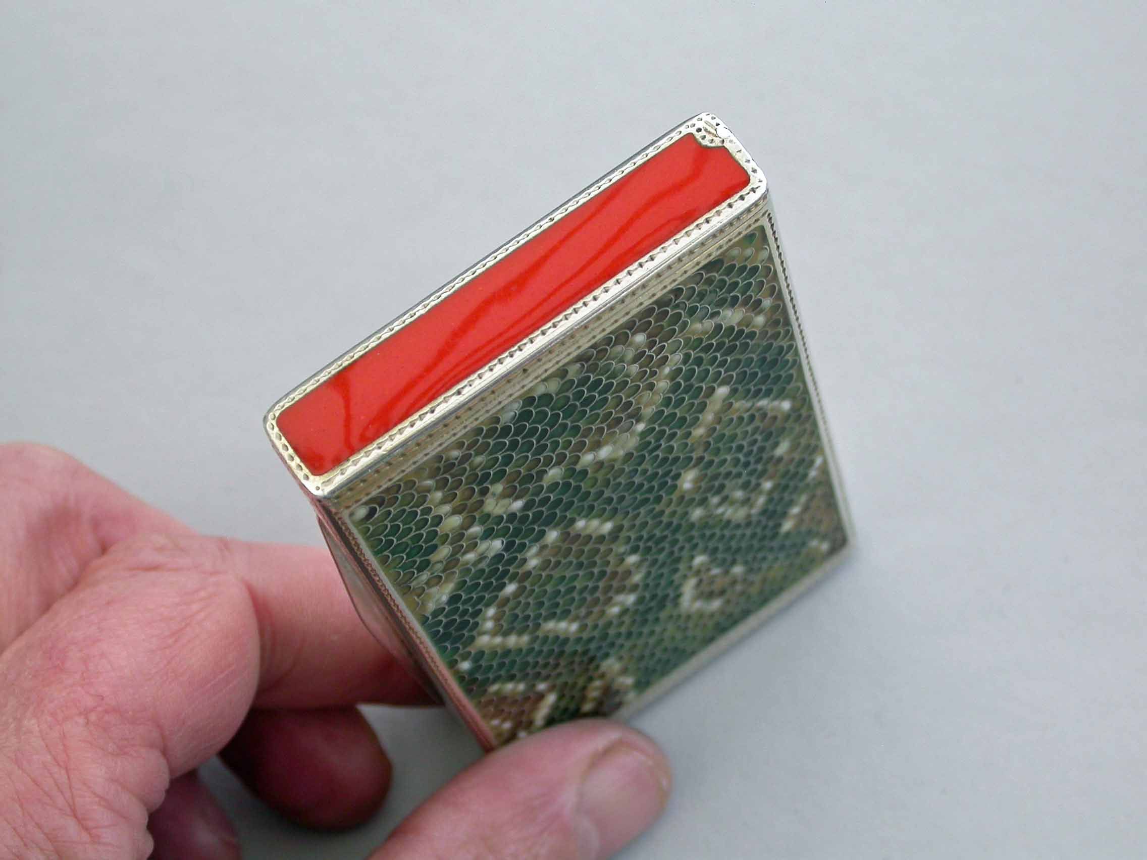 German Art Deco Silver & Enamel Snake Skin Cigarette Case by Louis  Kuppenheim, Pforzheim, German - Steppes Hill Farm Antiques Ltd