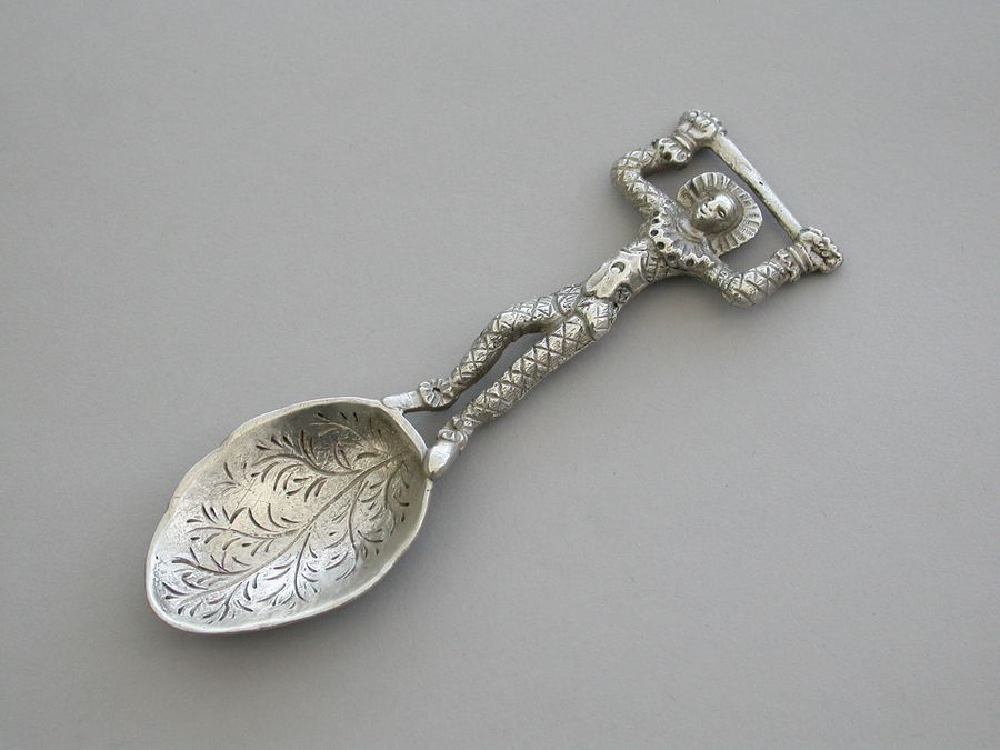 Victorian Cast Silver 'Harlequin' Preserve Spoon by Thomas Johnson, London  - Steppes Hill Farm Antiques Ltd