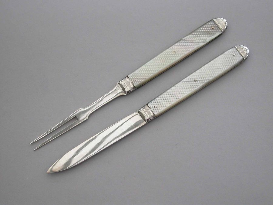 Early 20th Century Silver & Mother of Pearl Combined Folding Fruit Knife &  Fork by Henry Williamson Ltd, Sheffield - Steppes Hill Farm Antiques Ltd