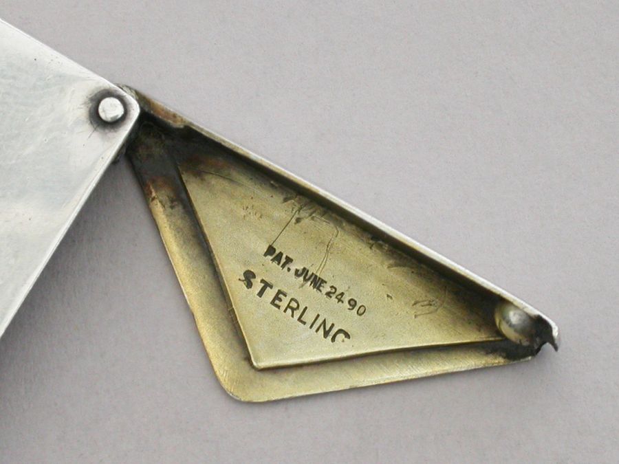 Victorian Patented American Sterling Silver & Enamel Envelope Form ...