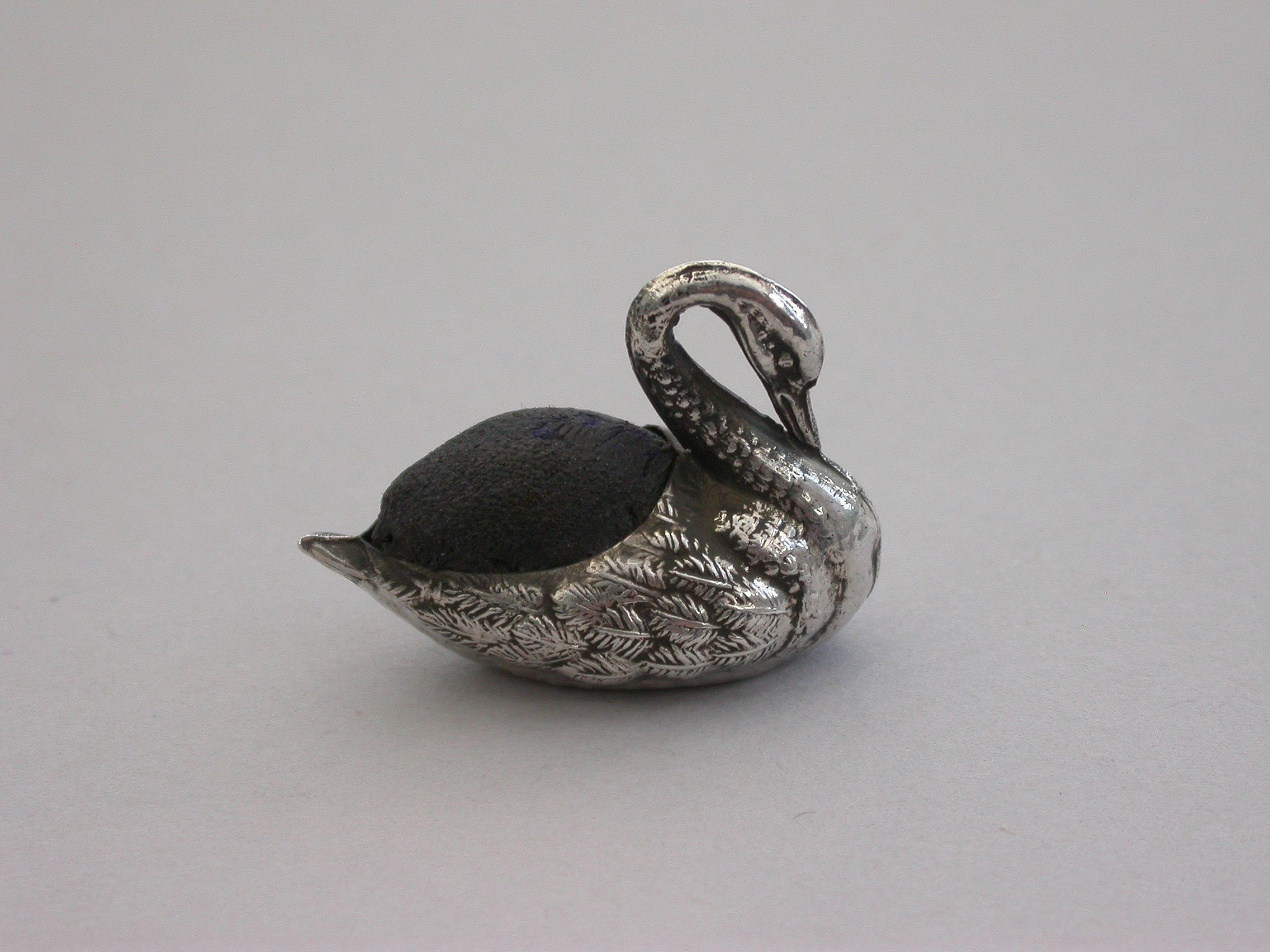 Traditional Edwardian Style Solid Sterling Silver Swan Pin Cushion 