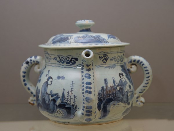 Brislington Blue and White Delftware Posset Pot and Cover 
