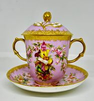 Coalport Twin-Handled Cup, Cover and Saucer
