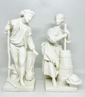 Sèvres biscuit Figures of Le Batteur en Granges and La Batteuse de Beurre
