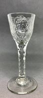 Wine Glass with Facet Cut Stem