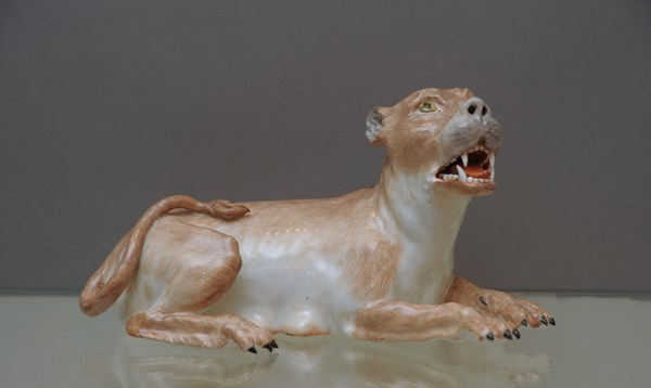 Large Meissen model of  a Lioness