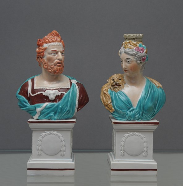 Pair of Pottery Busts