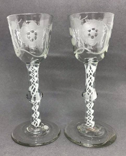 Pair of Jacobite Wine Glasses