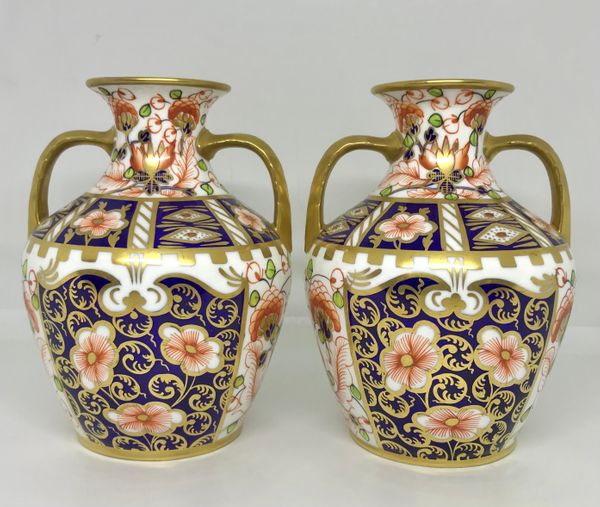 Pair of Royal Crown Derby Vases W W Warner Antiques