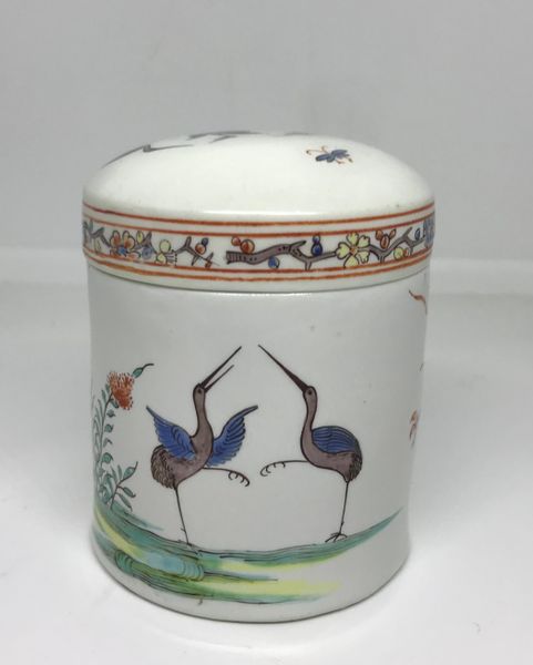 A Very Rare Chantilly Covered Ointment Pot With Screw Lid