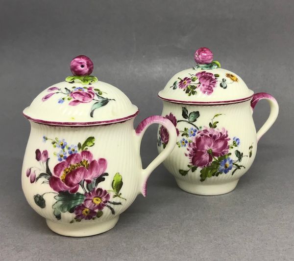A Pair of Mennecy Pot à jus or Custard cups and covers 