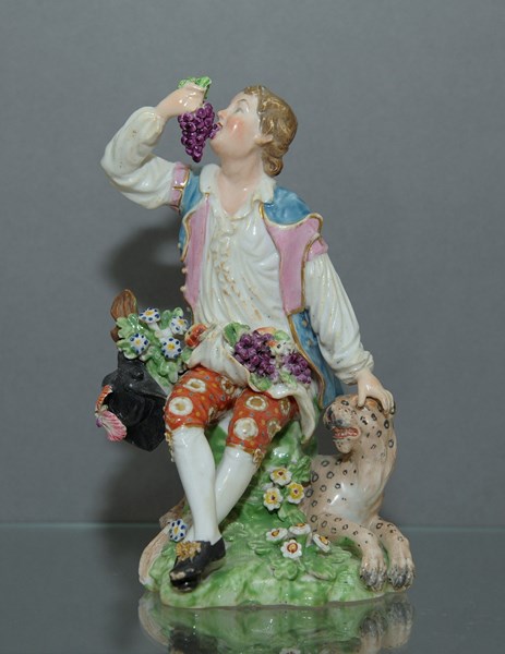 Derby Figure of a Young Man with a Leopard